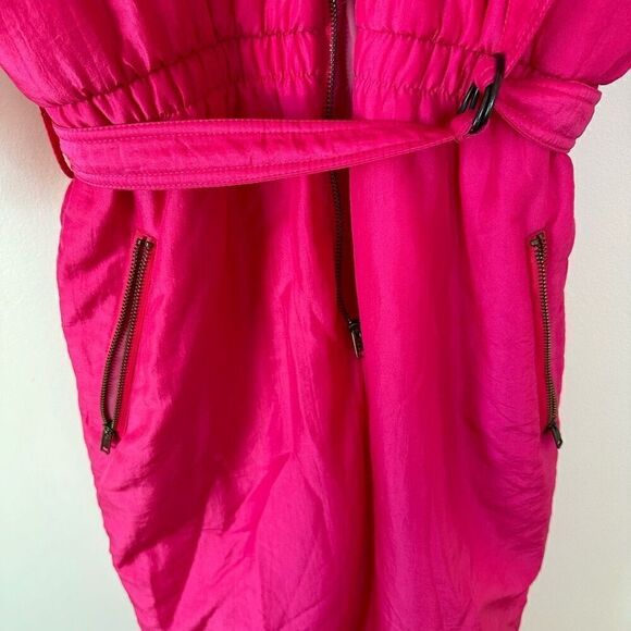 Etirel Vintage 1980s/90s Abstract Retro Pink Women’s Ski One Piece Snowsuit - Picture 15 of 16